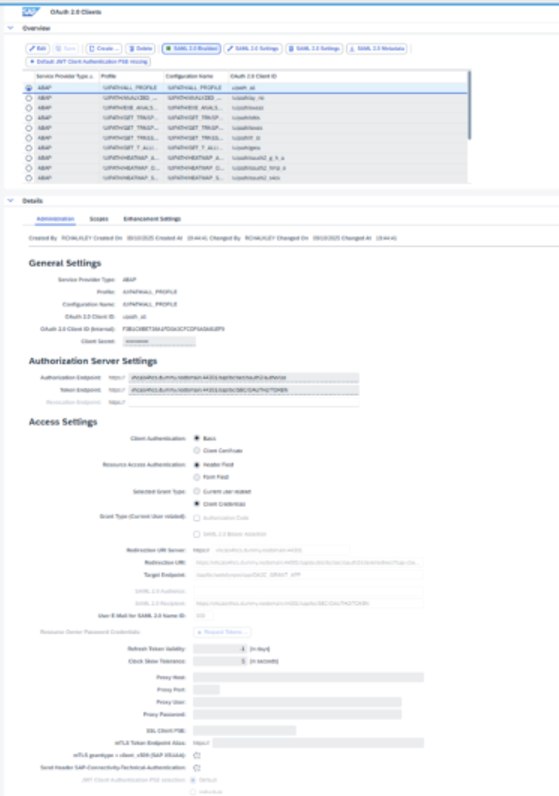 Página de resumo do OAuth 1