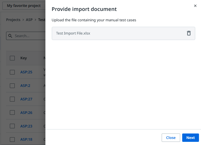 The Provide Import Document panel
